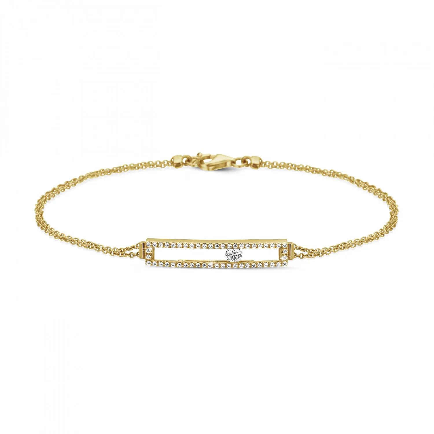 0.30 quilates pulsera en oro amarillo con un diamante redondo flotante 