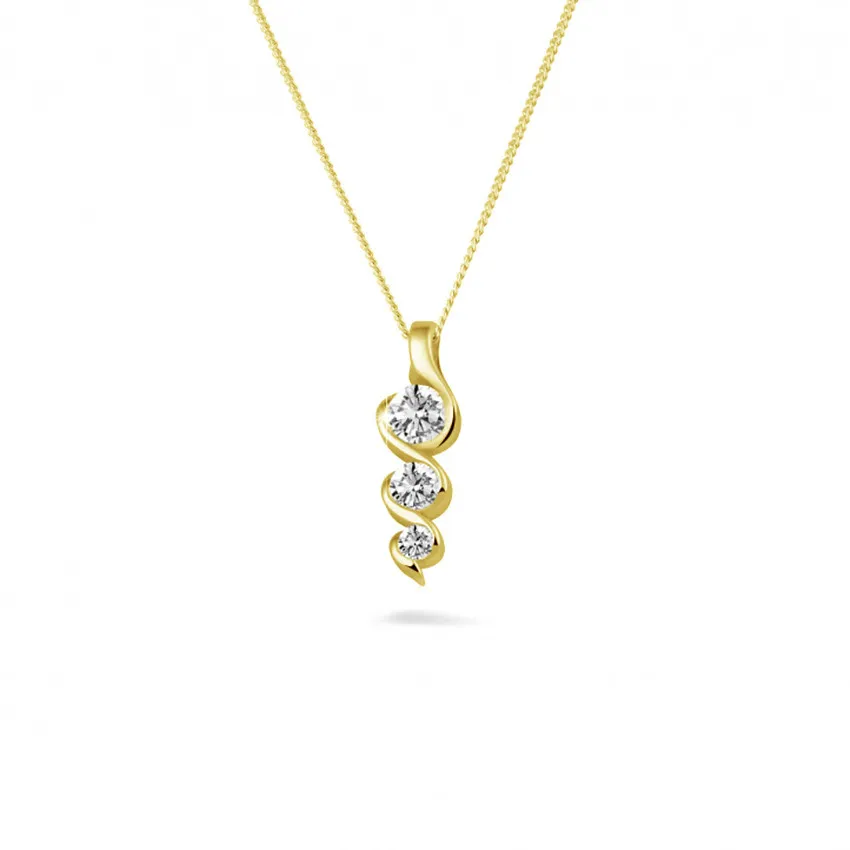 0.38 quilates trilogía colgante diamante en oro amarillo 
