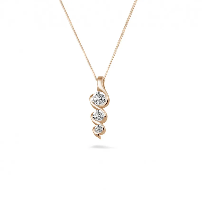 0.38 quilates trilogía colgante diamante en oro rojo 