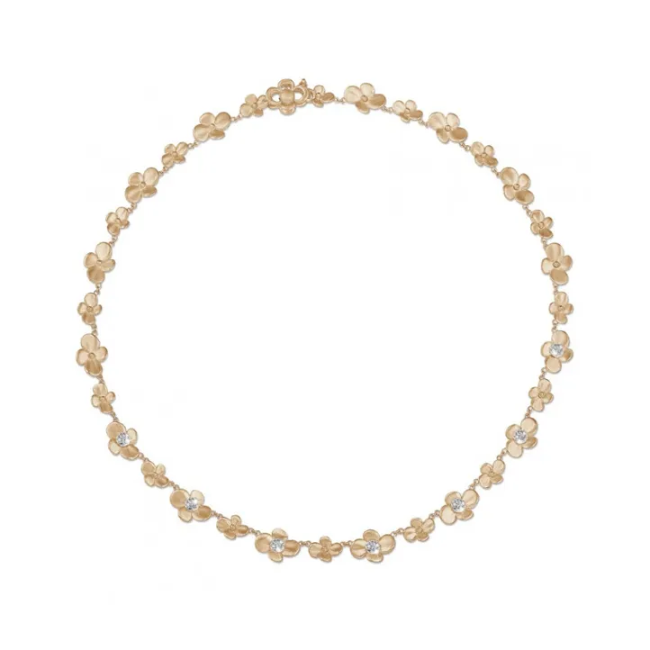 0.45 quilates gargantilla diamante diseño flor en oro rojo 