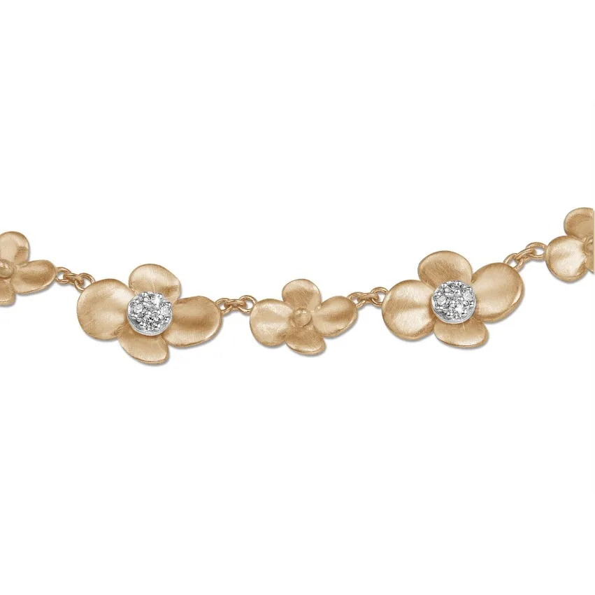 0.45 quilates gargantilla diamante diseño flor en oro rojo 