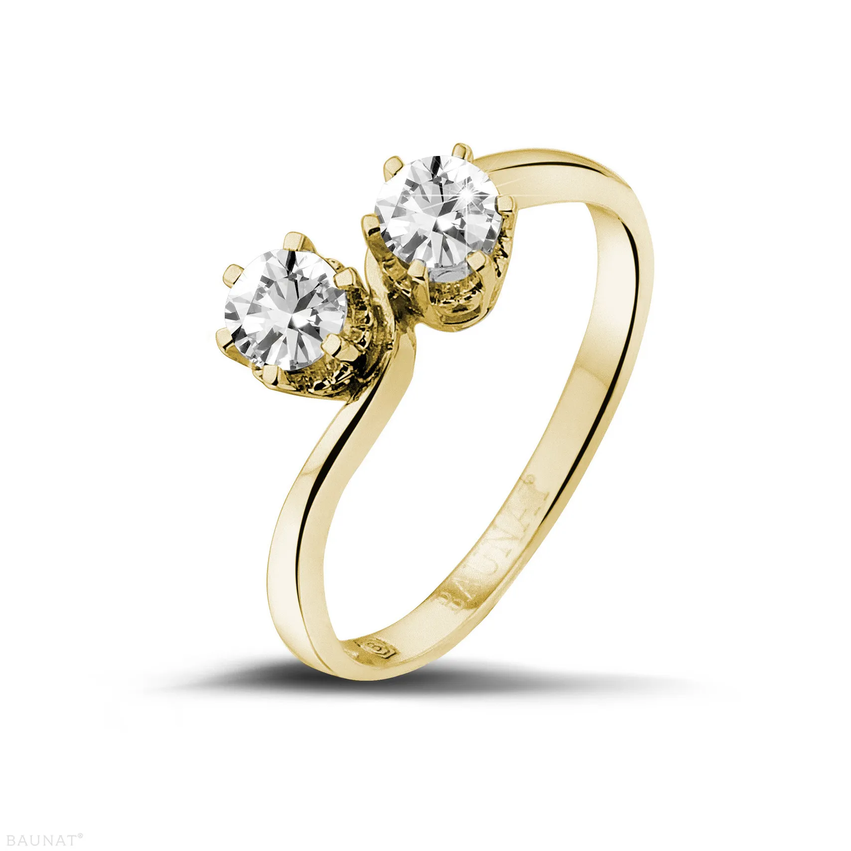 0.50 quilates anillo diamante Toi et Moi en oro amarillo 