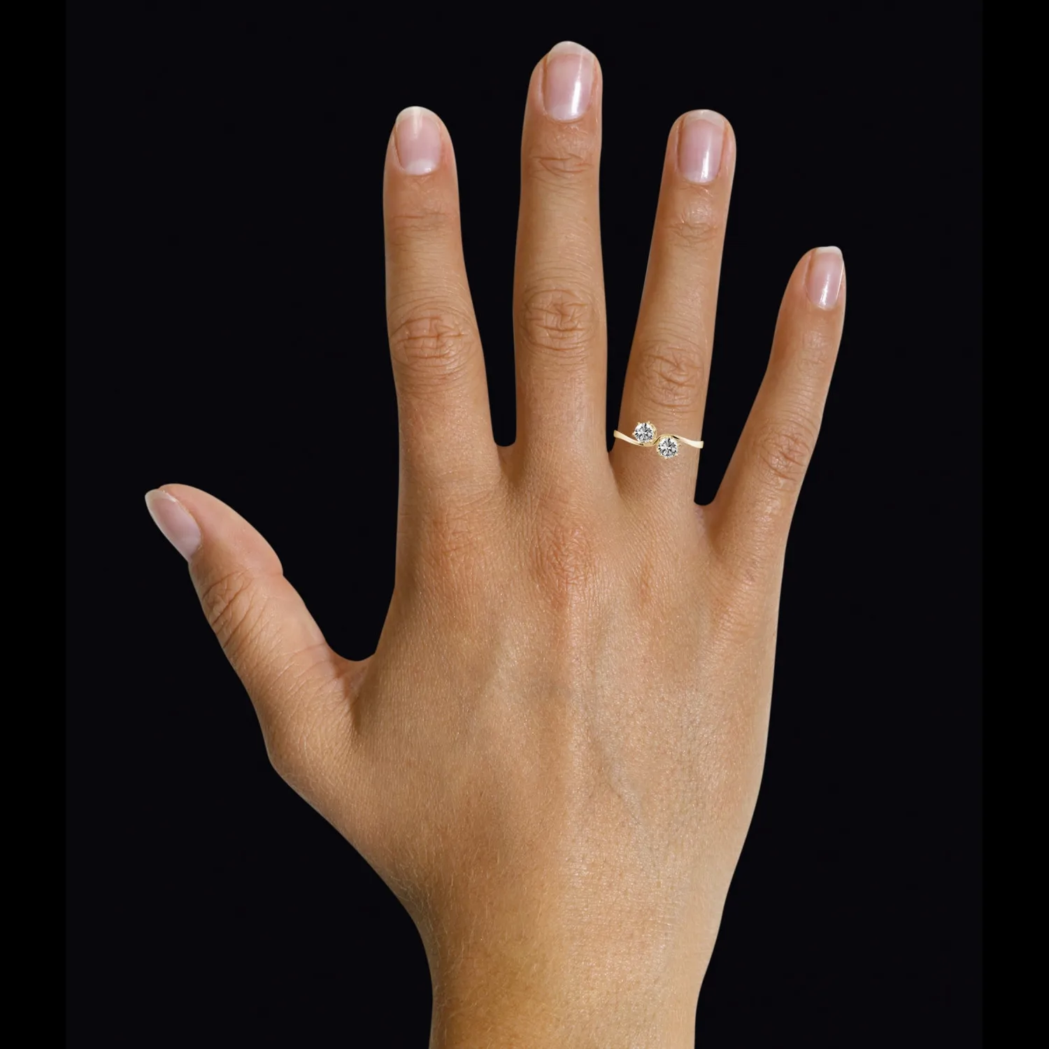 0.50 quilates anillo diamante Toi et Moi en oro amarillo 