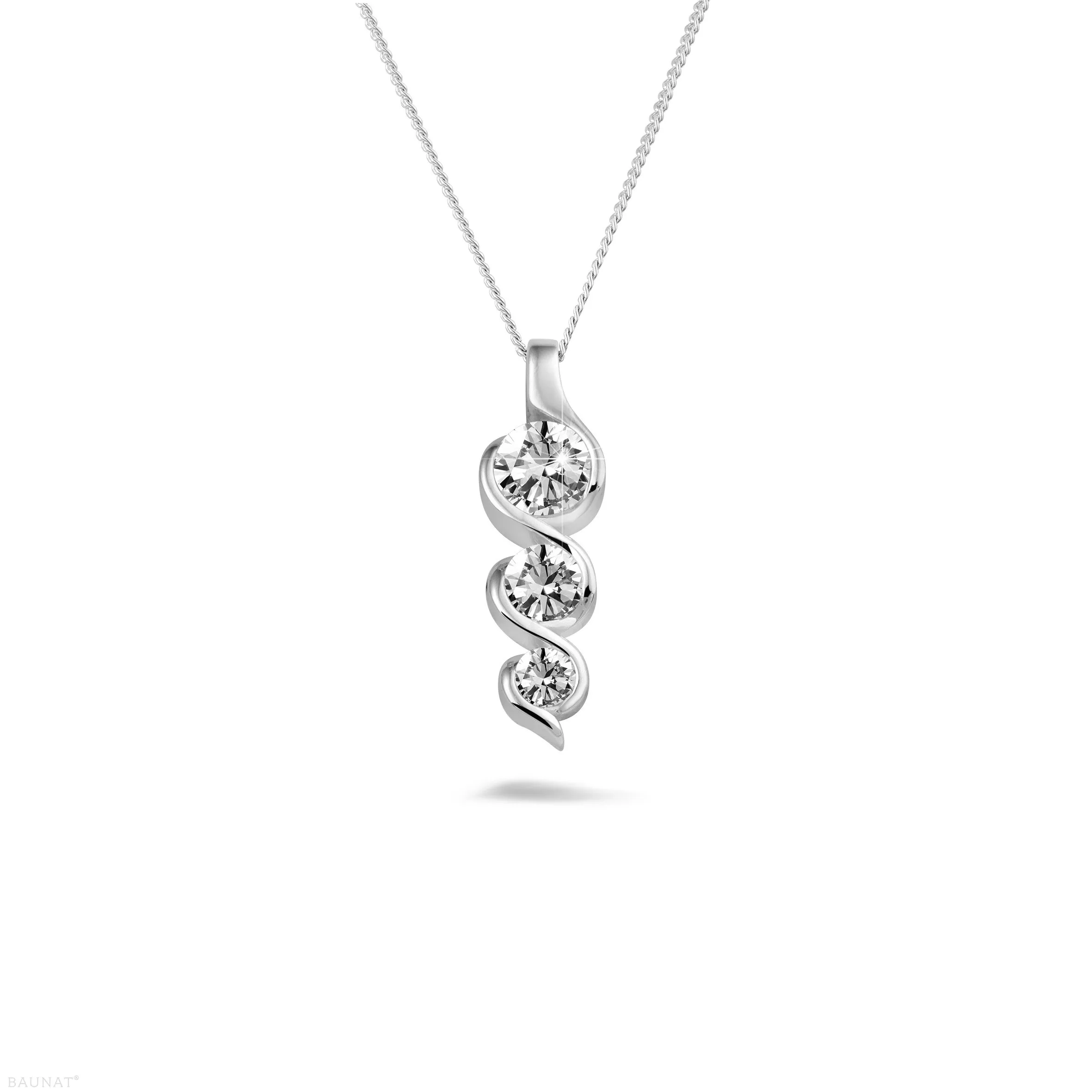 0.85 quilates trilogía colgante diamante en oro blanco 