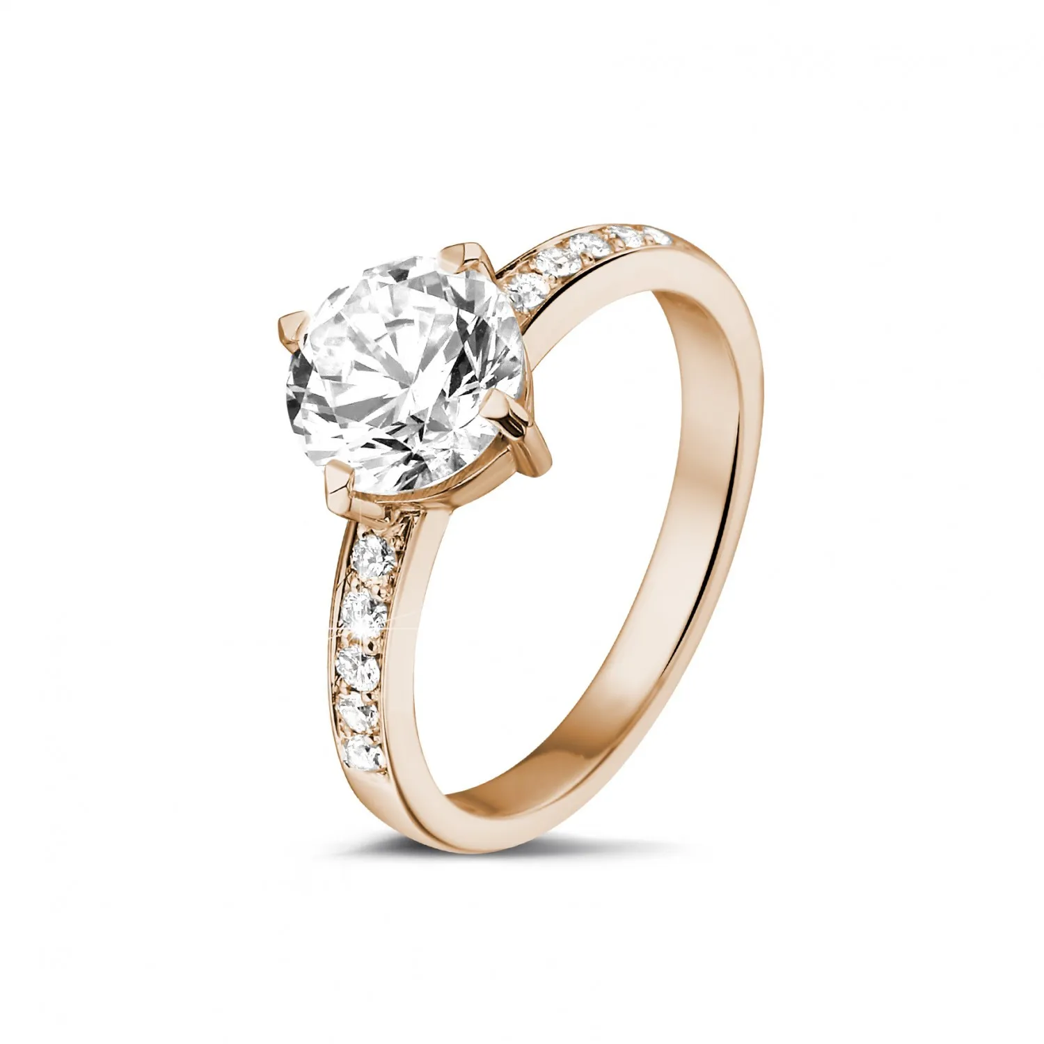 1.50 quilates anillo solitario diamante en oro rojo con diamantes en los 