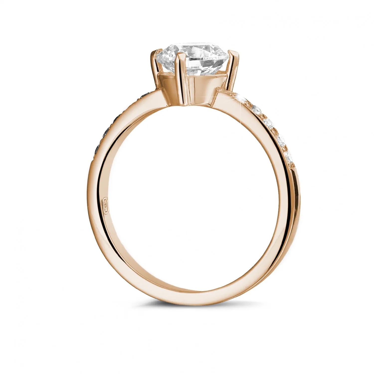 1.50 quilates anillo solitario diamante en oro rojo con diamantes en los 