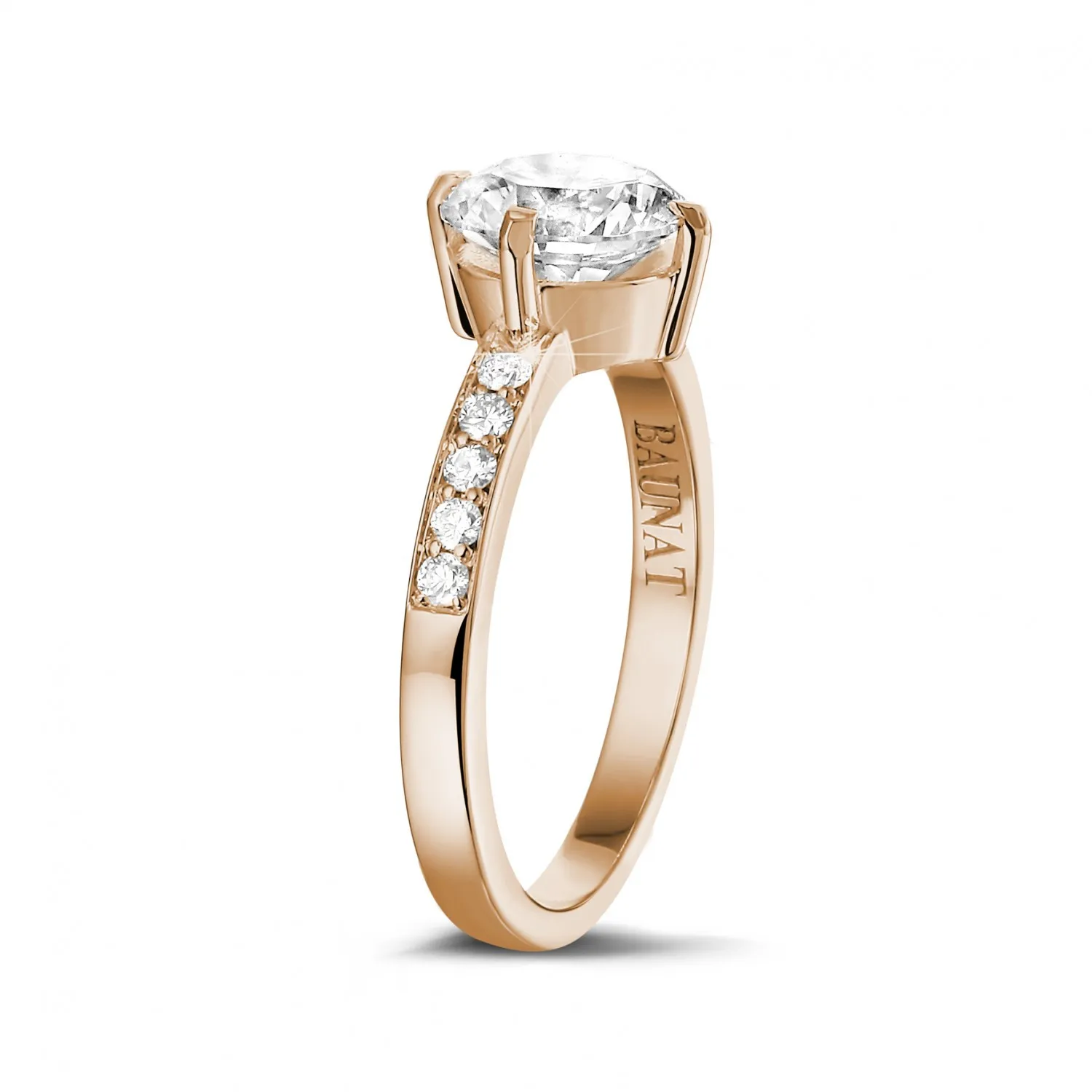 1.50 quilates anillo solitario diamante en oro rojo con diamantes en los 