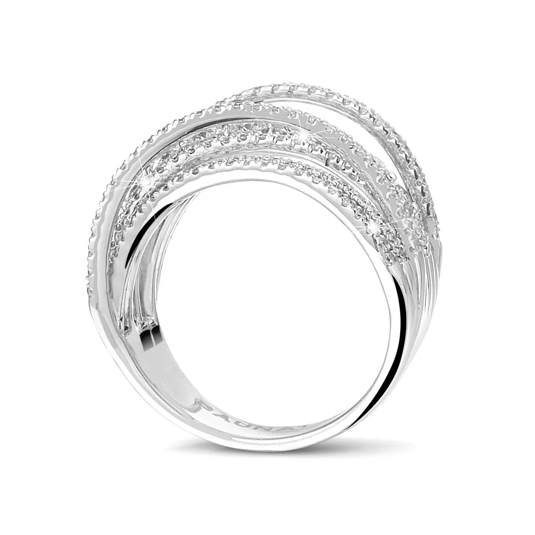 1.60 quilates anillo en oro blanco con diamantes redondos 