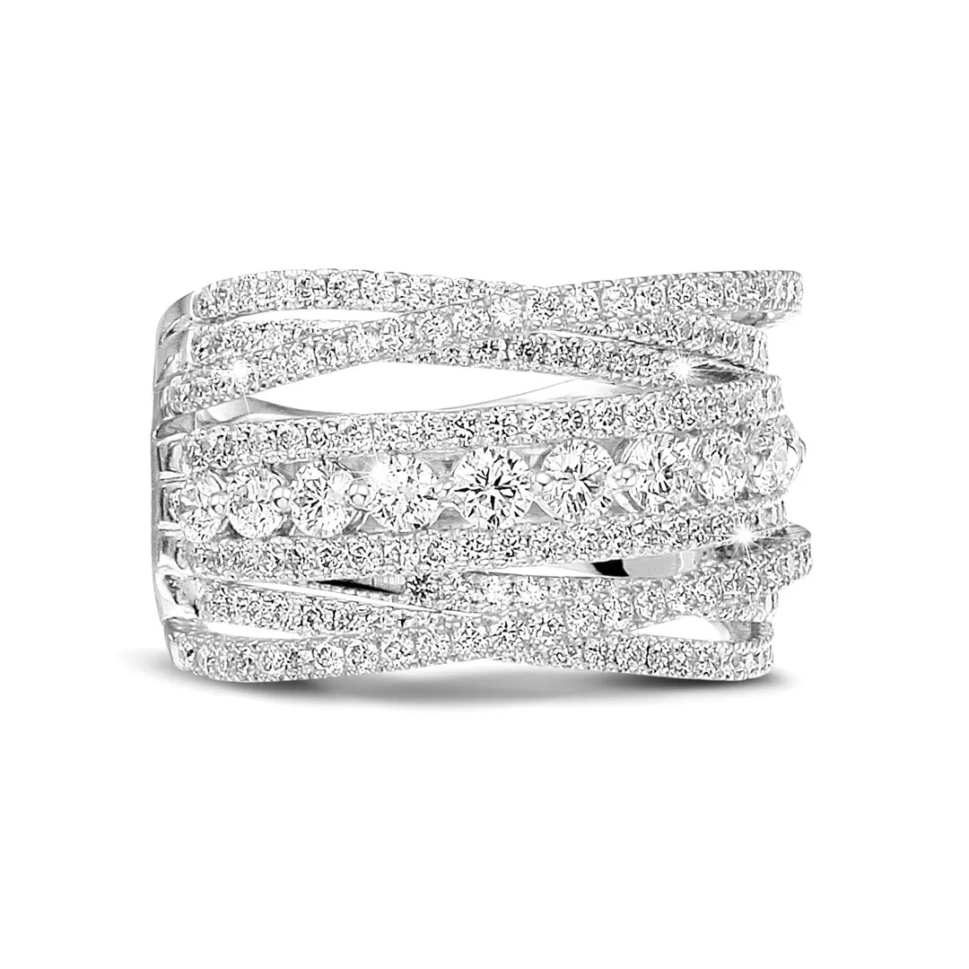 1.60 quilates anillo en oro blanco con diamantes redondos 