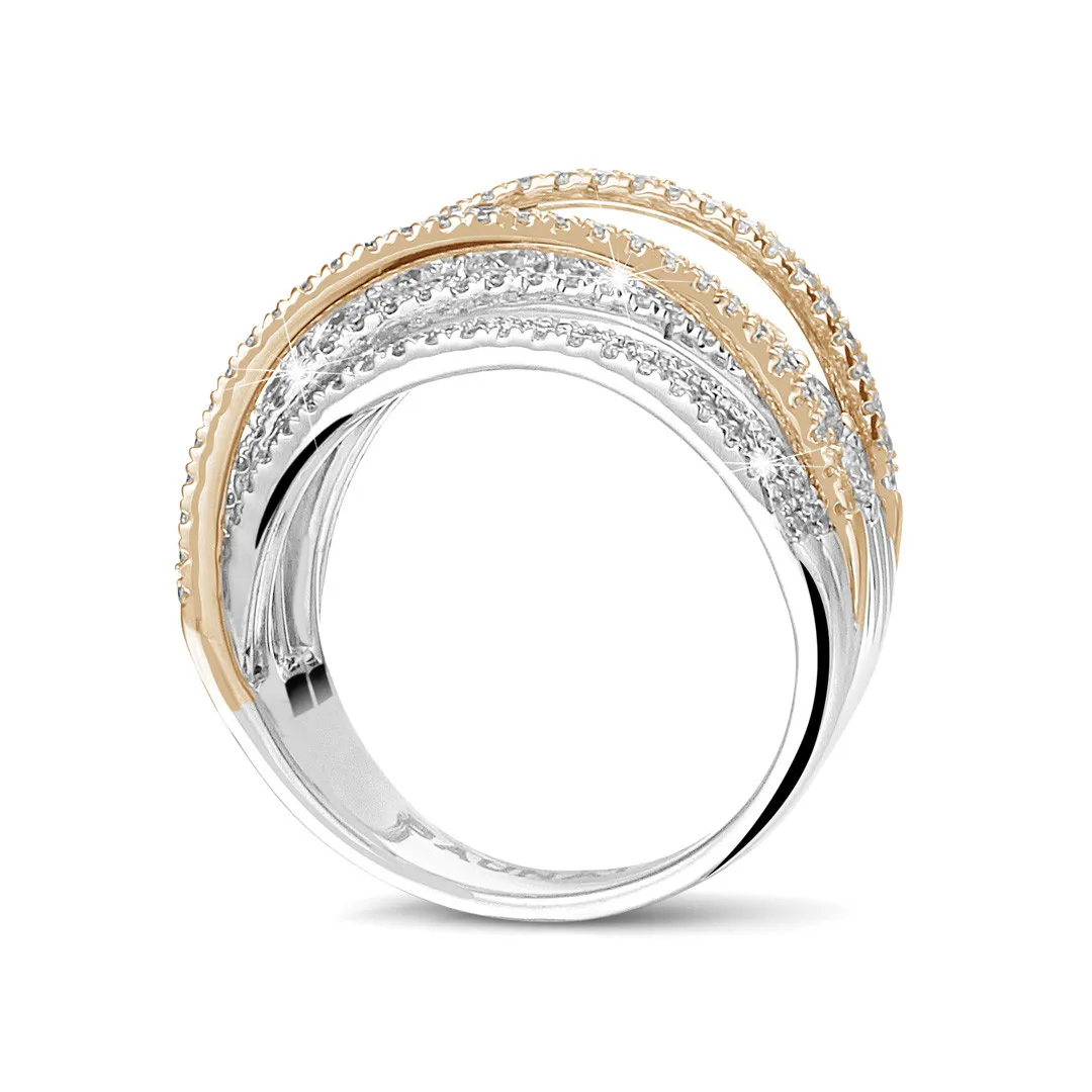 1.60 quilates anillo en oro blanco y rojo con diamantes redondos 