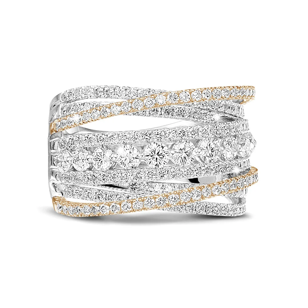 1.60 quilates anillo en oro blanco y rojo con diamantes redondos 