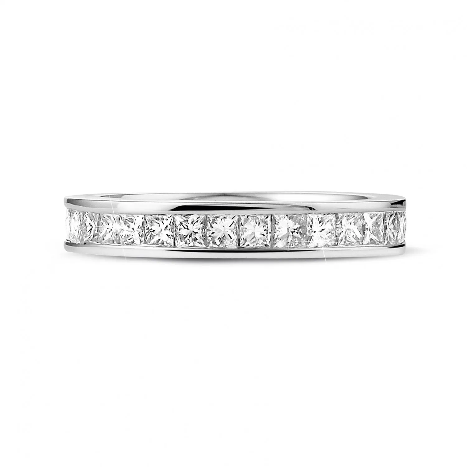 1.75 quilates alianza (banda completa) en oro blanco con diamantes talla princesa 