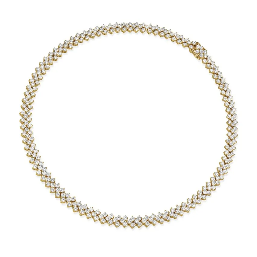 19.50 quilates gargantilla de diamantes en oro amarillo con diseño de espina de pescado 