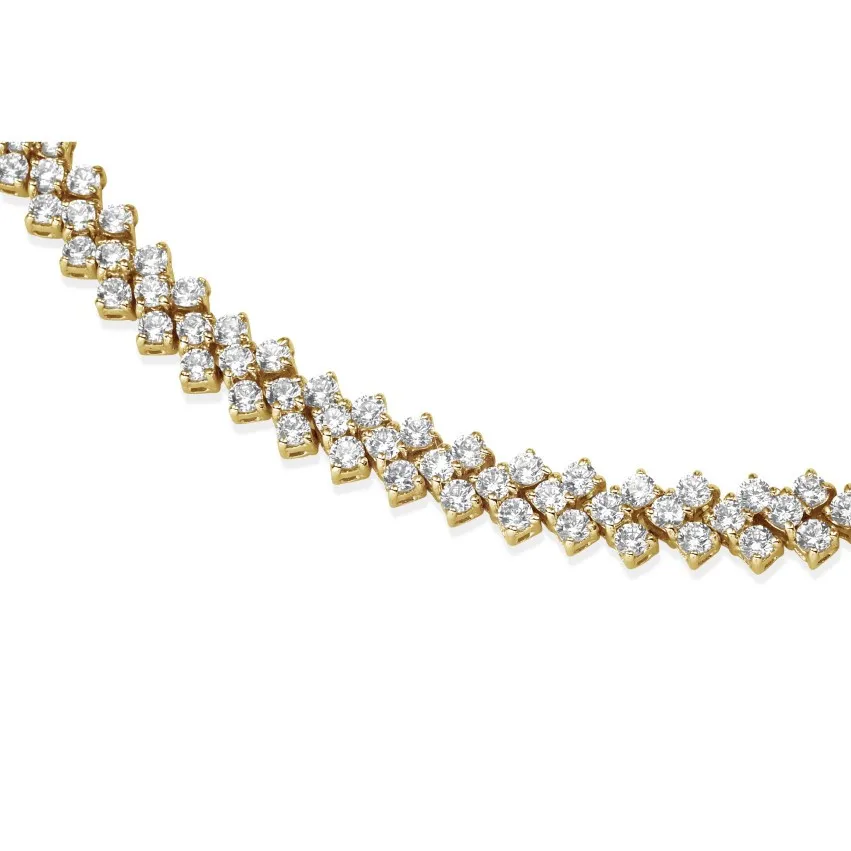 19.50 quilates gargantilla de diamantes en oro amarillo con diseño de espina de pescado 