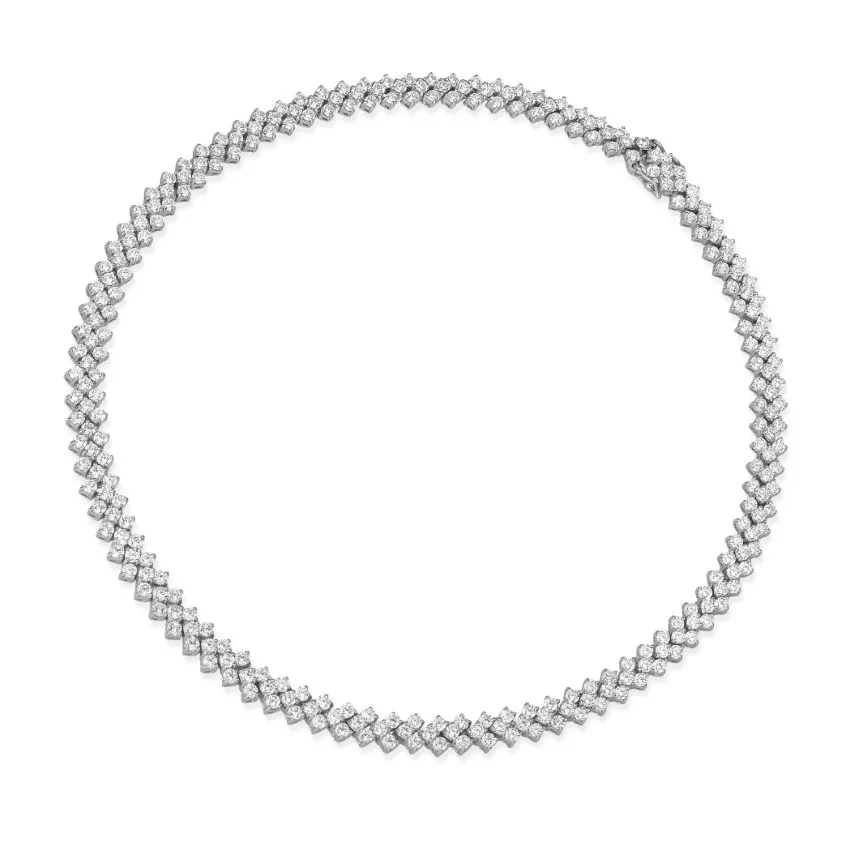 19.50 quilates gargantilla de diamantes en oro blanco con diseño de espina de pescado 