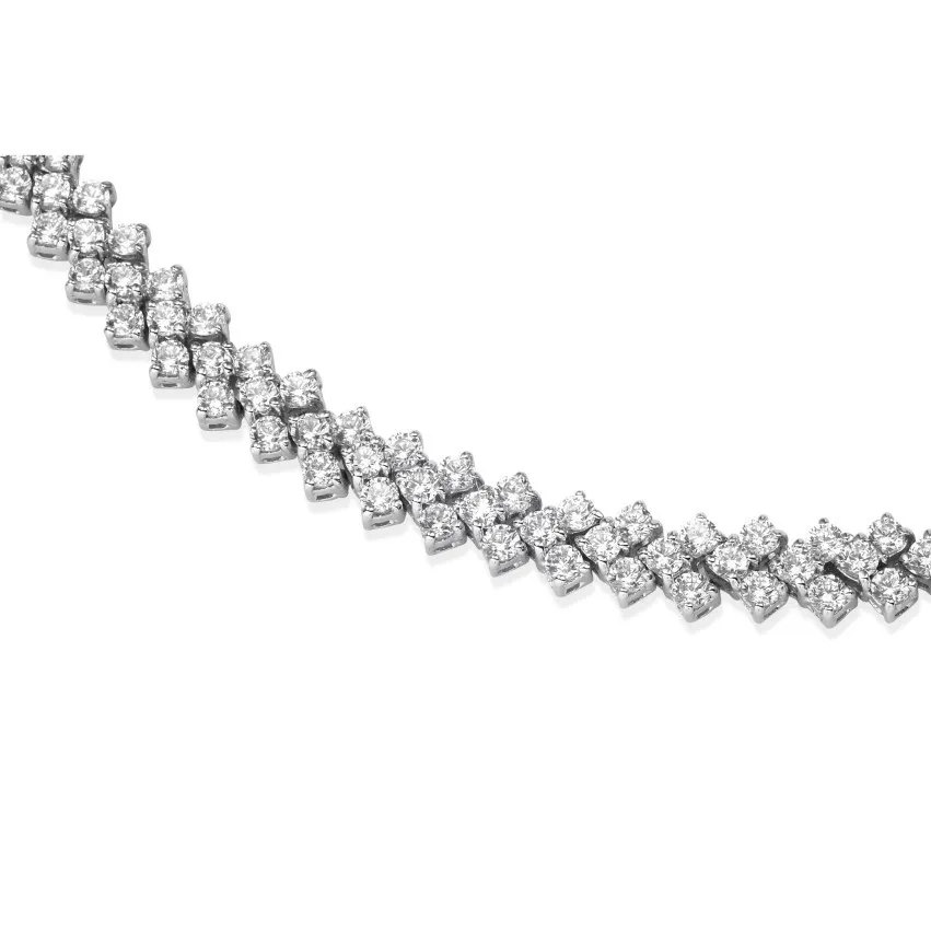 19.50 quilates gargantilla de diamantes en oro blanco con diseño de espina de pescado 