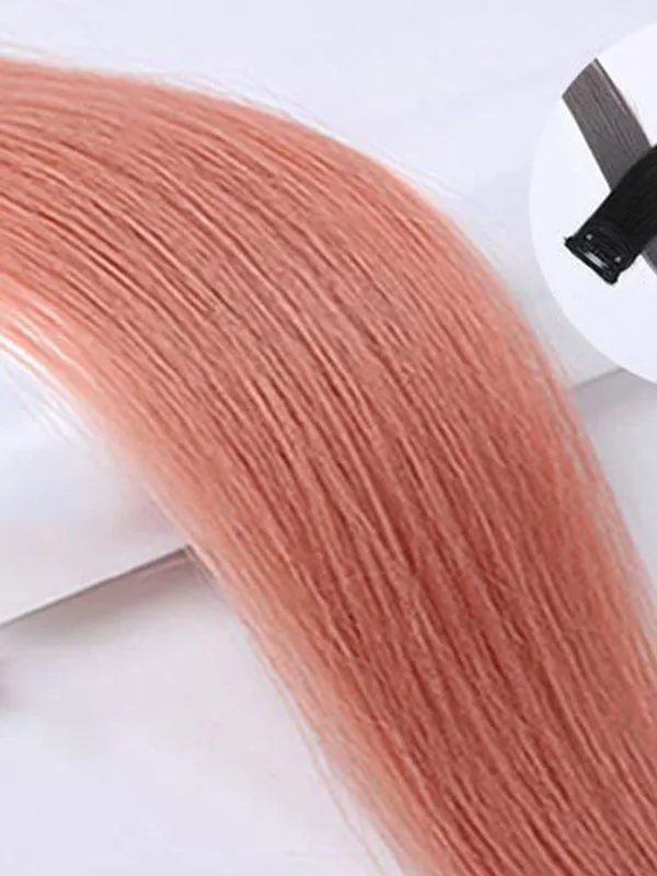 2 extensiones de cabello con clip recto y largo.