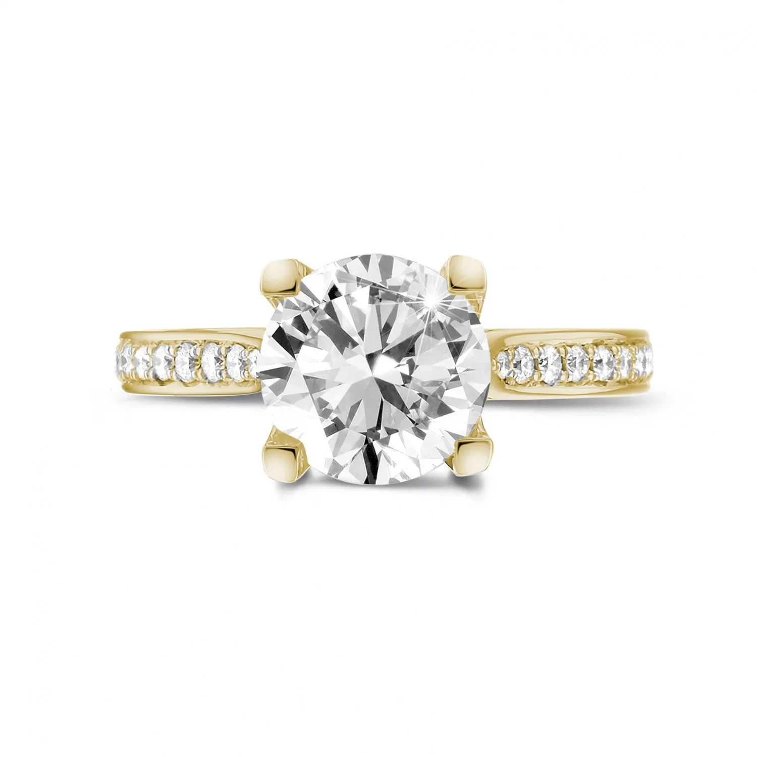2.50 quilates anillo solitario diamante en oro amarillo con diamantes en los lados 