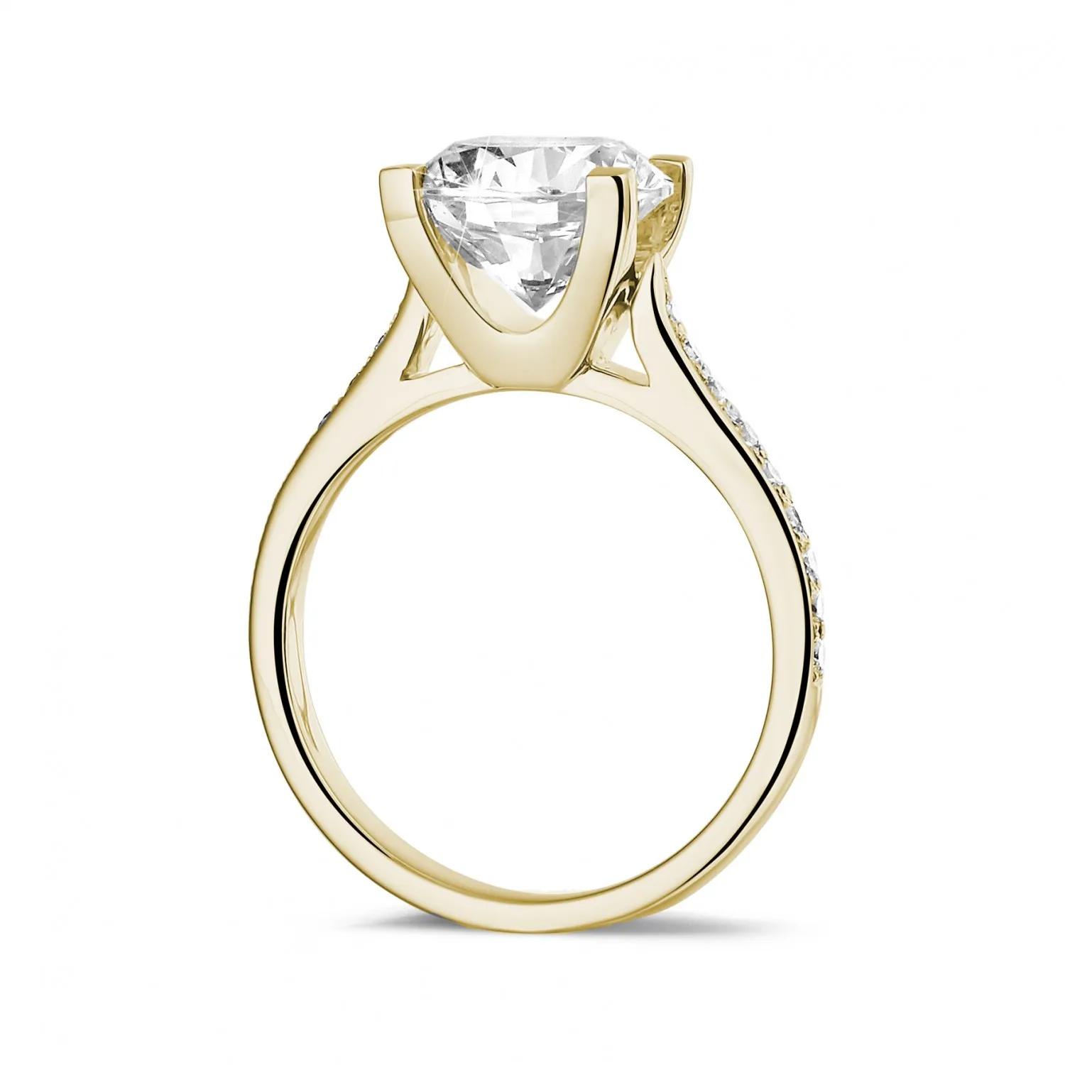 2.50 quilates anillo solitario diamante en oro amarillo con diamantes en los lados 