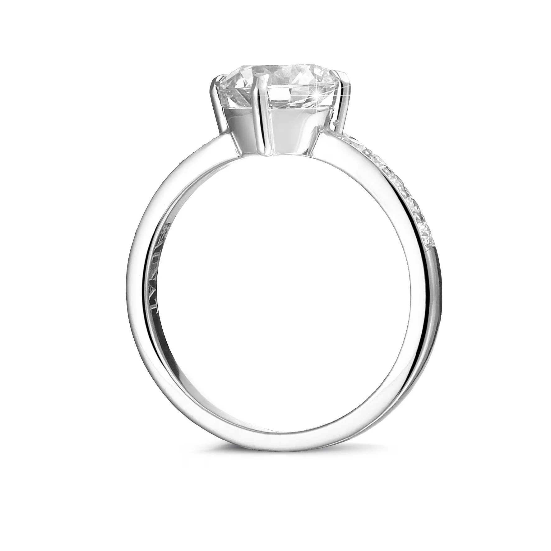 2.50 quilates anillo solitario diamante en platino con diamantes en los lados 