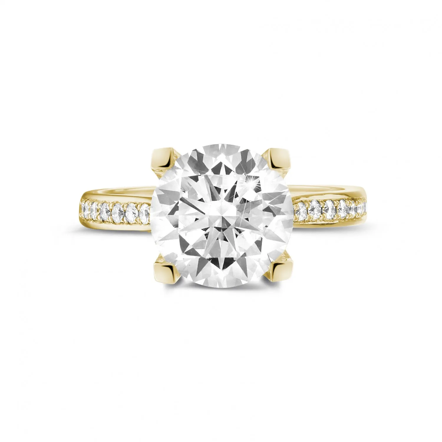 3.00 quilates anillo solitario diamante en oro amarillo con diamantes en los lados 