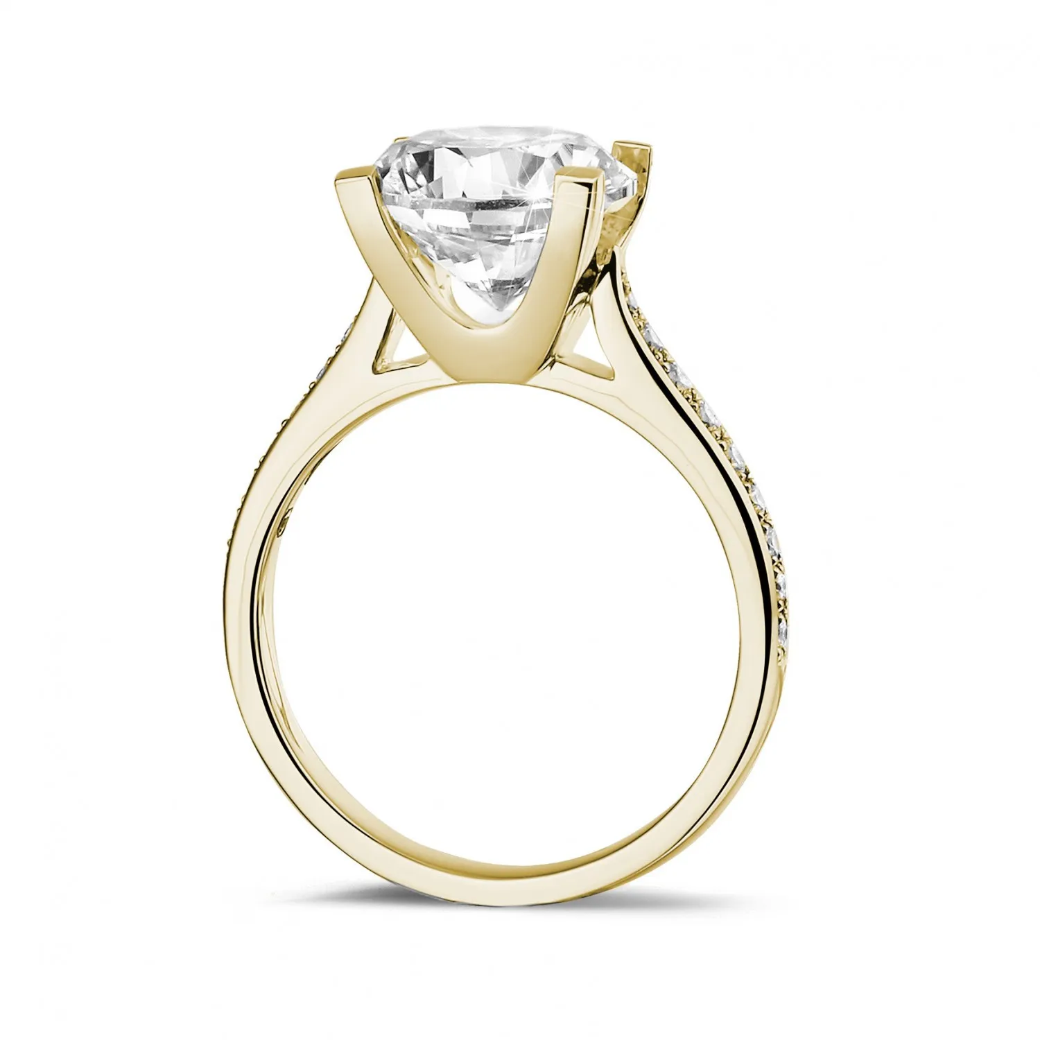 3.00 quilates anillo solitario diamante en oro amarillo con diamantes en los lados 
