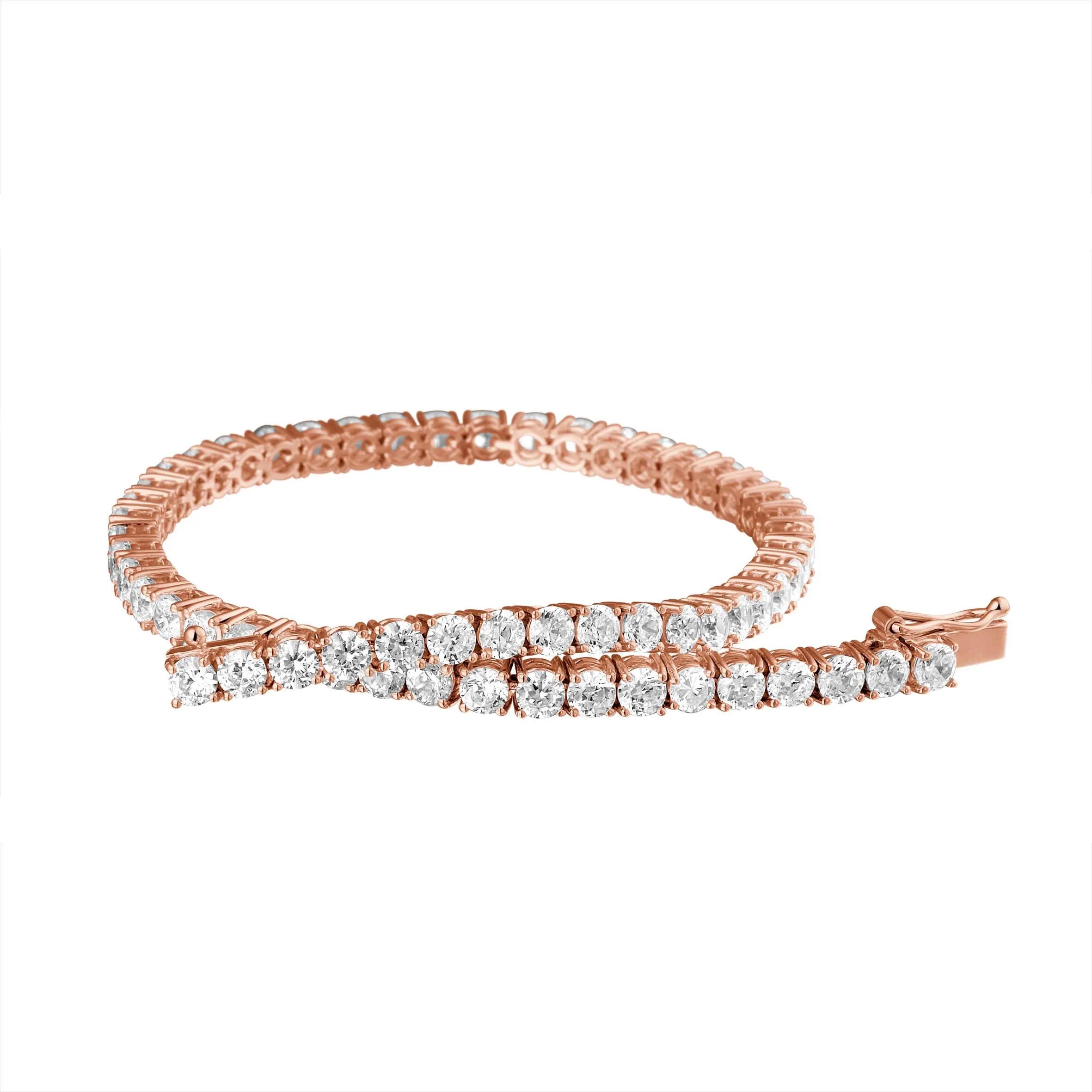 3.50 quilates pulsera rivièra diamante en oro rojo 