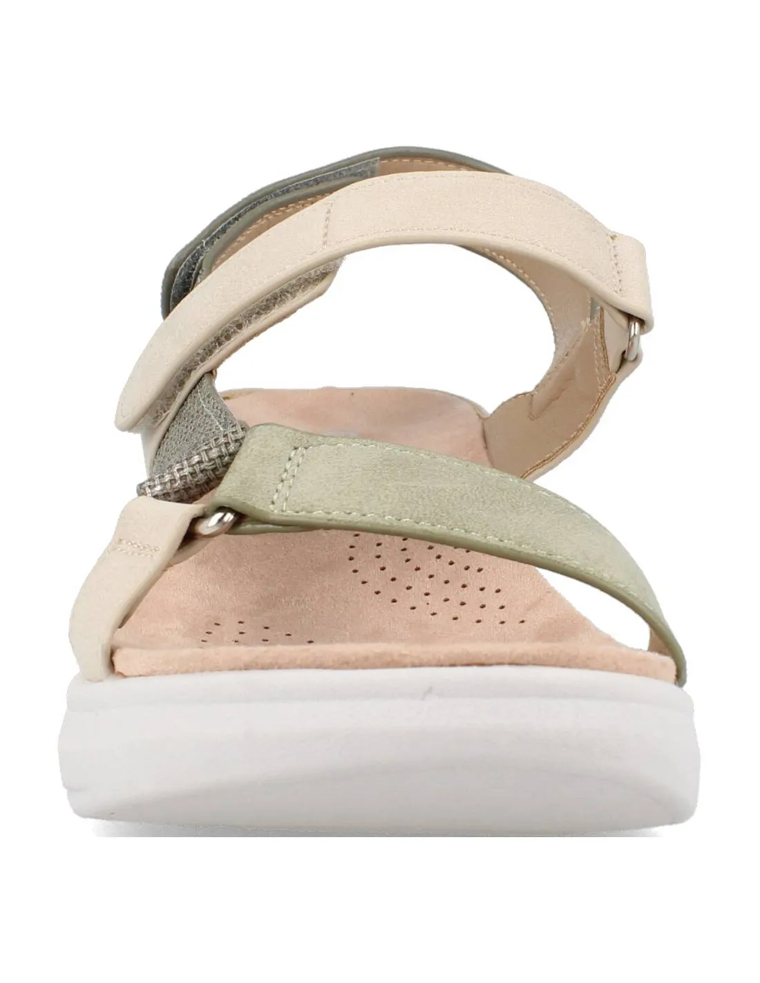 AMARPIES  SANDALIAS CUñA COMFORT VELCROS COMBI KAKI