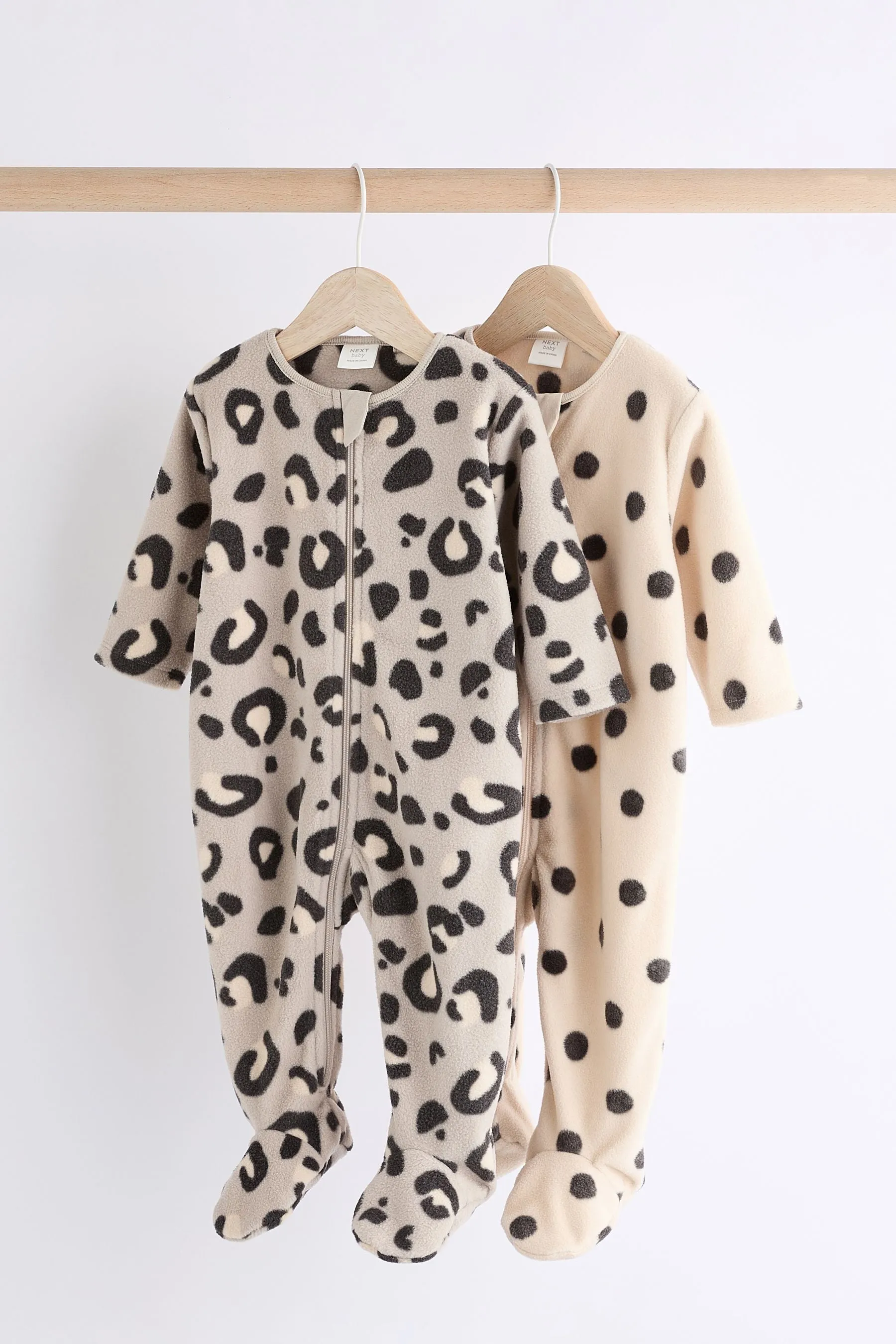 ANIMAL NEUTRO  BABY MICROFLEECE SLEEPSUITS 2 PACK