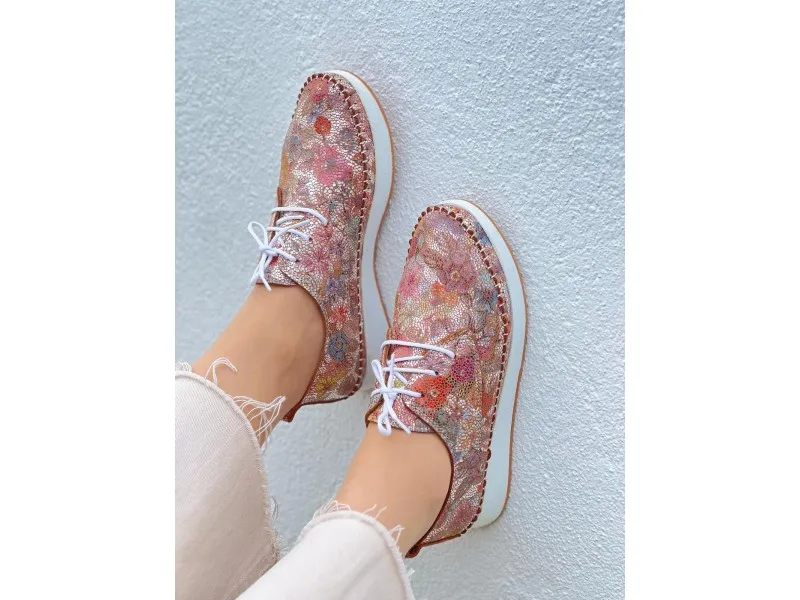 BLUCHER ESTAMPADO MANLISA EN COLOR NUDE S4113
