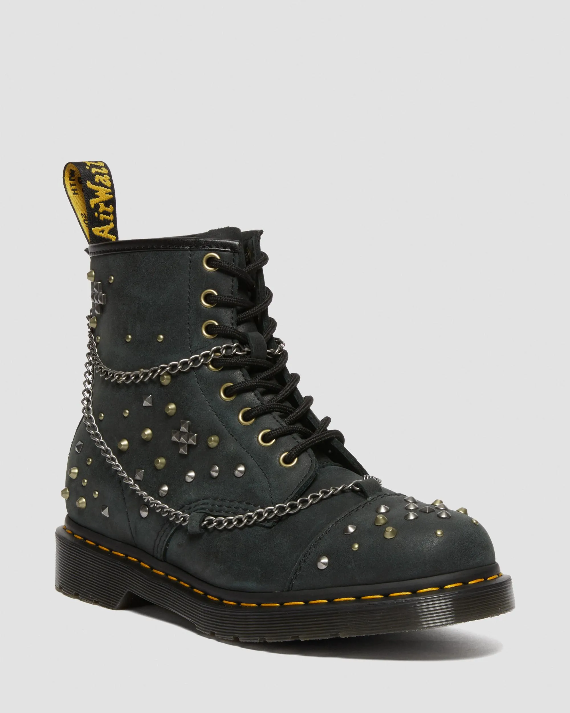 Botas 1460 en piel con tachuelas y cadenas