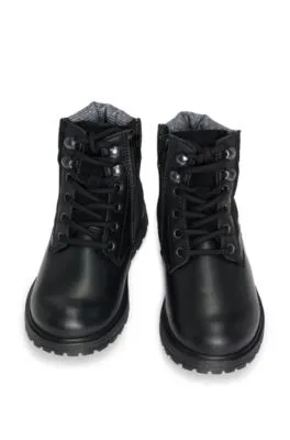 Botas de piel para niños con forro de piel de cordero sintética
