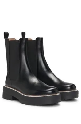 Botines Chelsea de piel con vira a rayas y suela gruesa