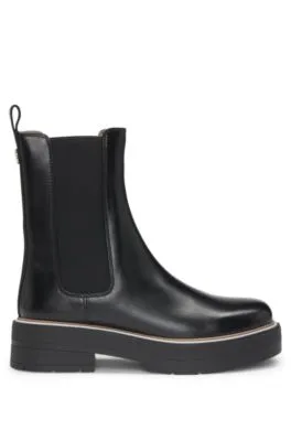 Botines Chelsea de piel con vira a rayas y suela gruesa