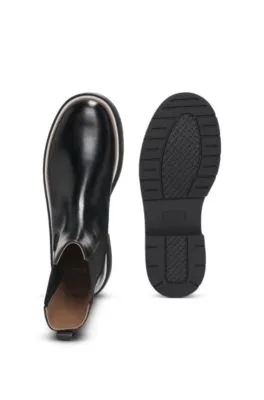 Botines Chelsea de piel con vira a rayas y suela gruesa