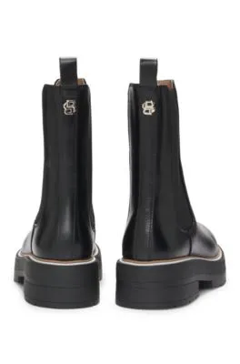 Botines Chelsea de piel con vira a rayas y suela gruesa