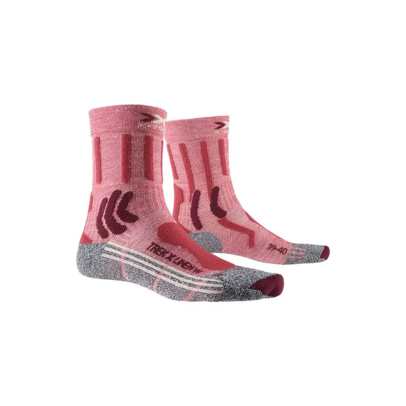 CALCETINES XSOCKS TREK X LINEN PARA MUJER (ROJO VINTAGE MELANGE/GRIS)