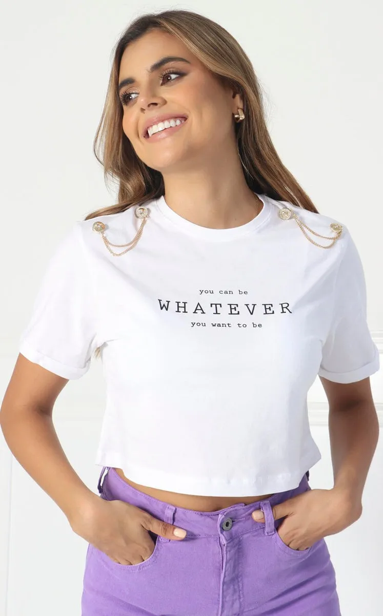 Camiseta Blanca Cropped Aplique