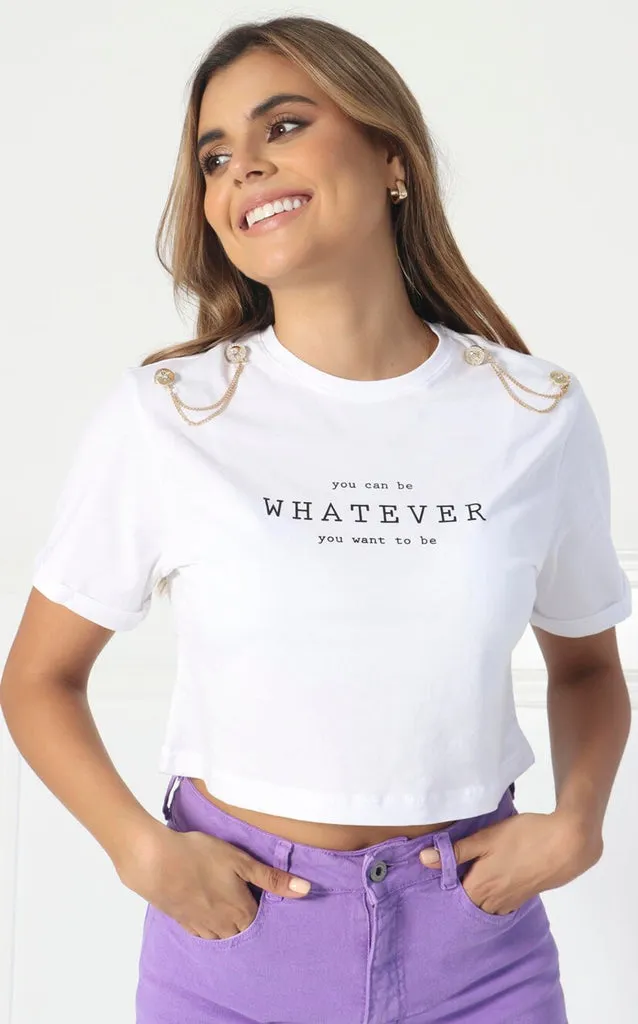 Camiseta Blanca Cropped Aplique