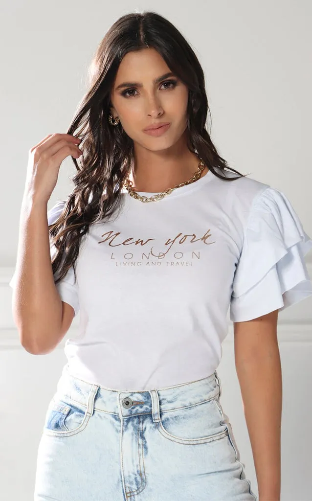 Camiseta Blanca Manga Boleros