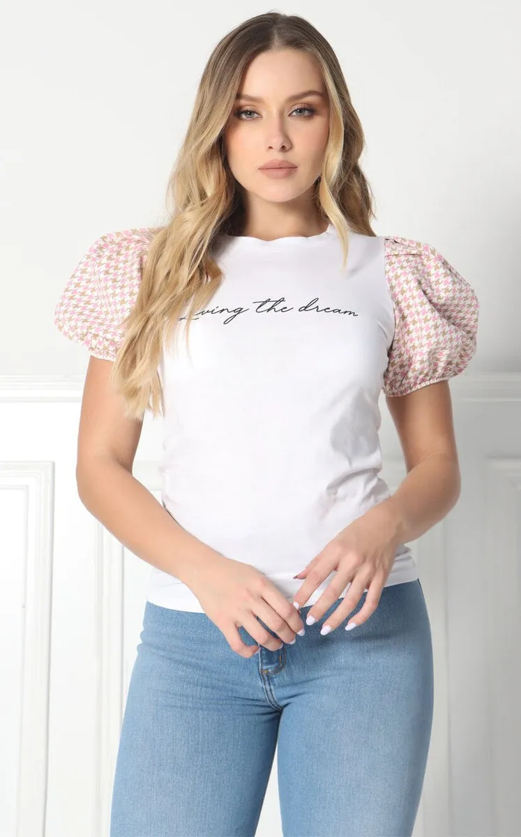 Camiseta Blanca Mangas Gallineto
