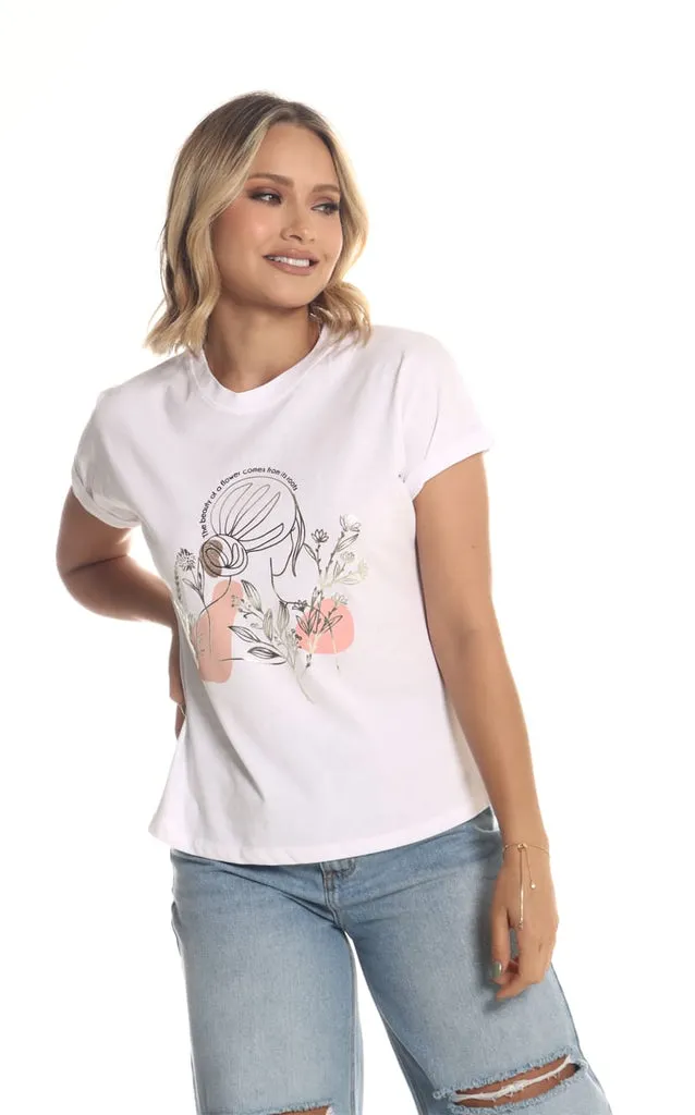 Camiseta Blanca Mujer & Flores