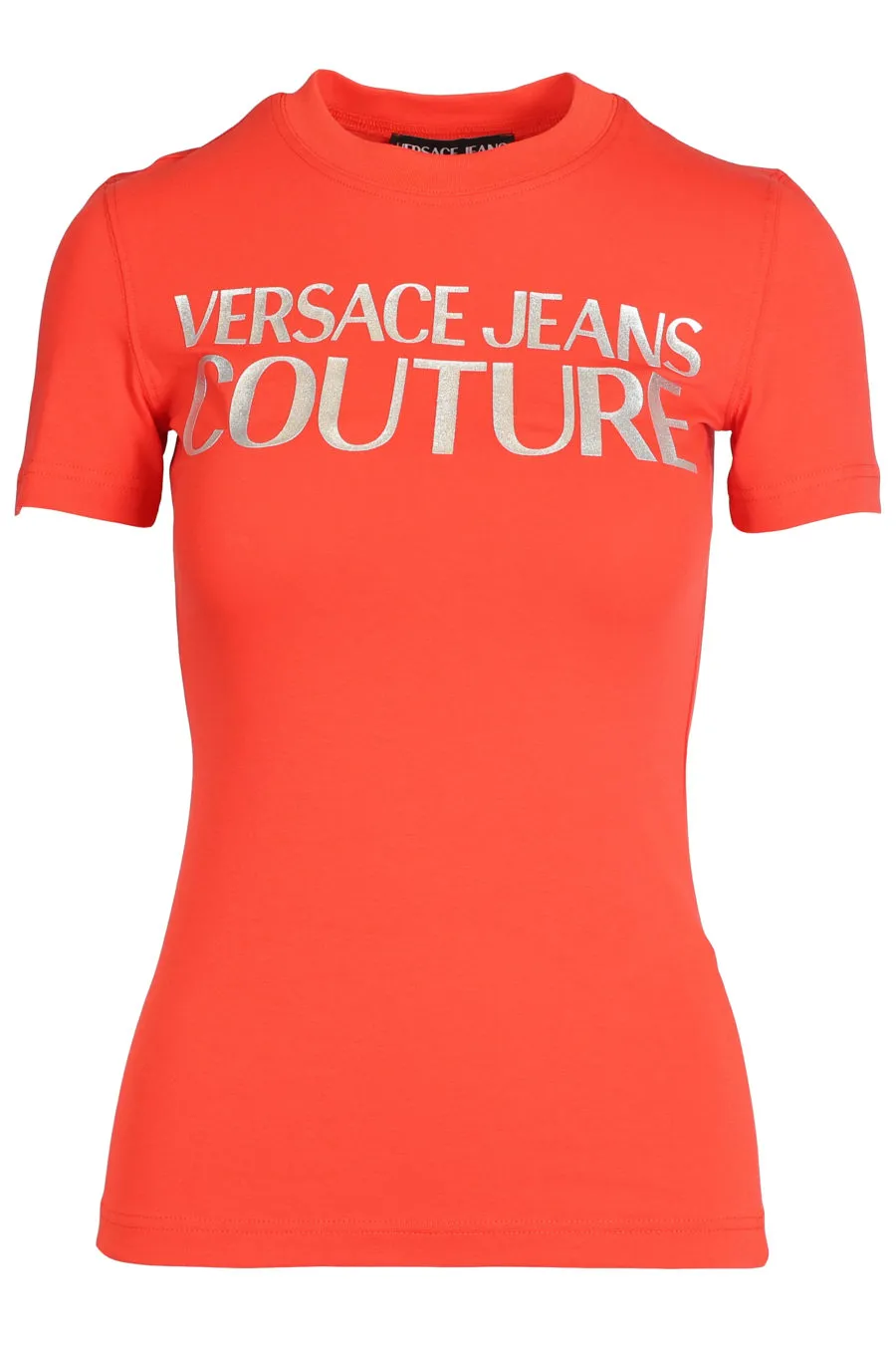 Camiseta color coral con logo plateado