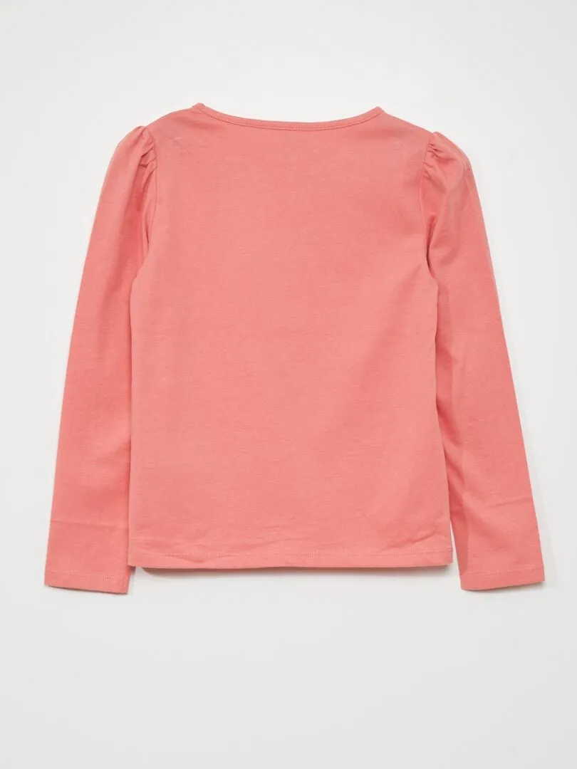 CAMISETA DE PUNTO DE MANGA LARGA  ROSA