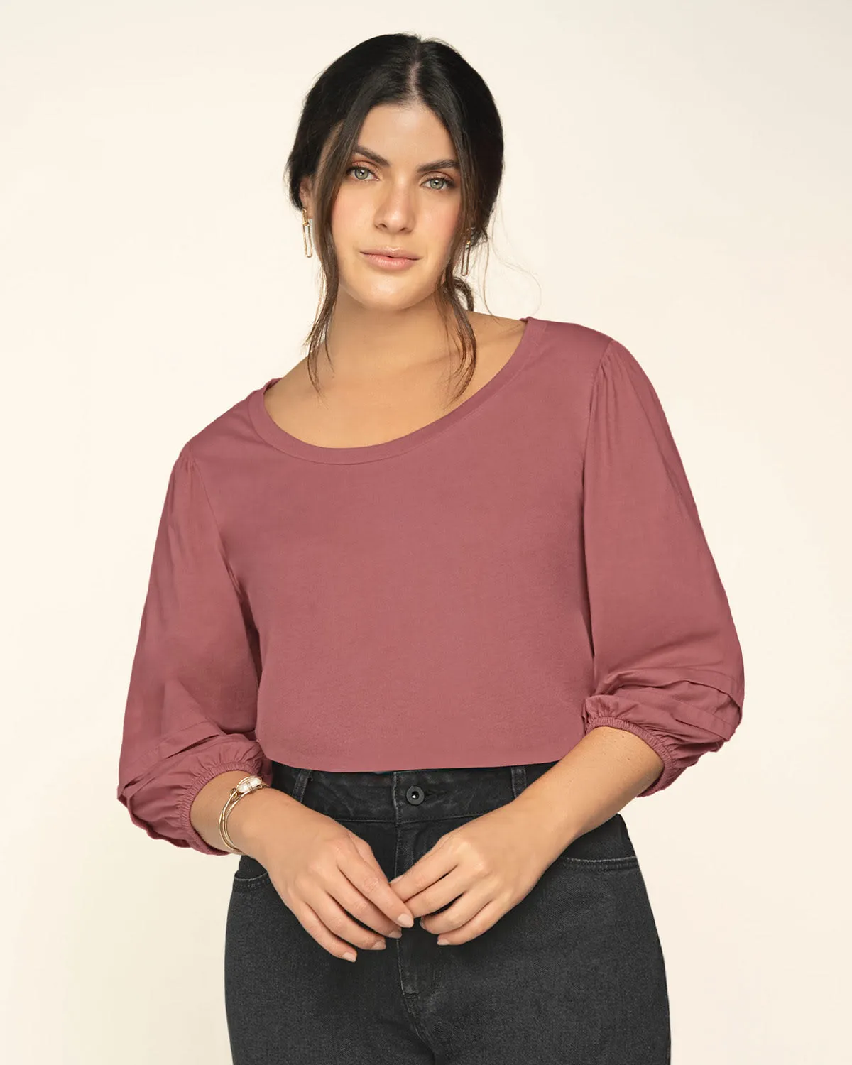 Camiseta manga 3/4 y escote redondo