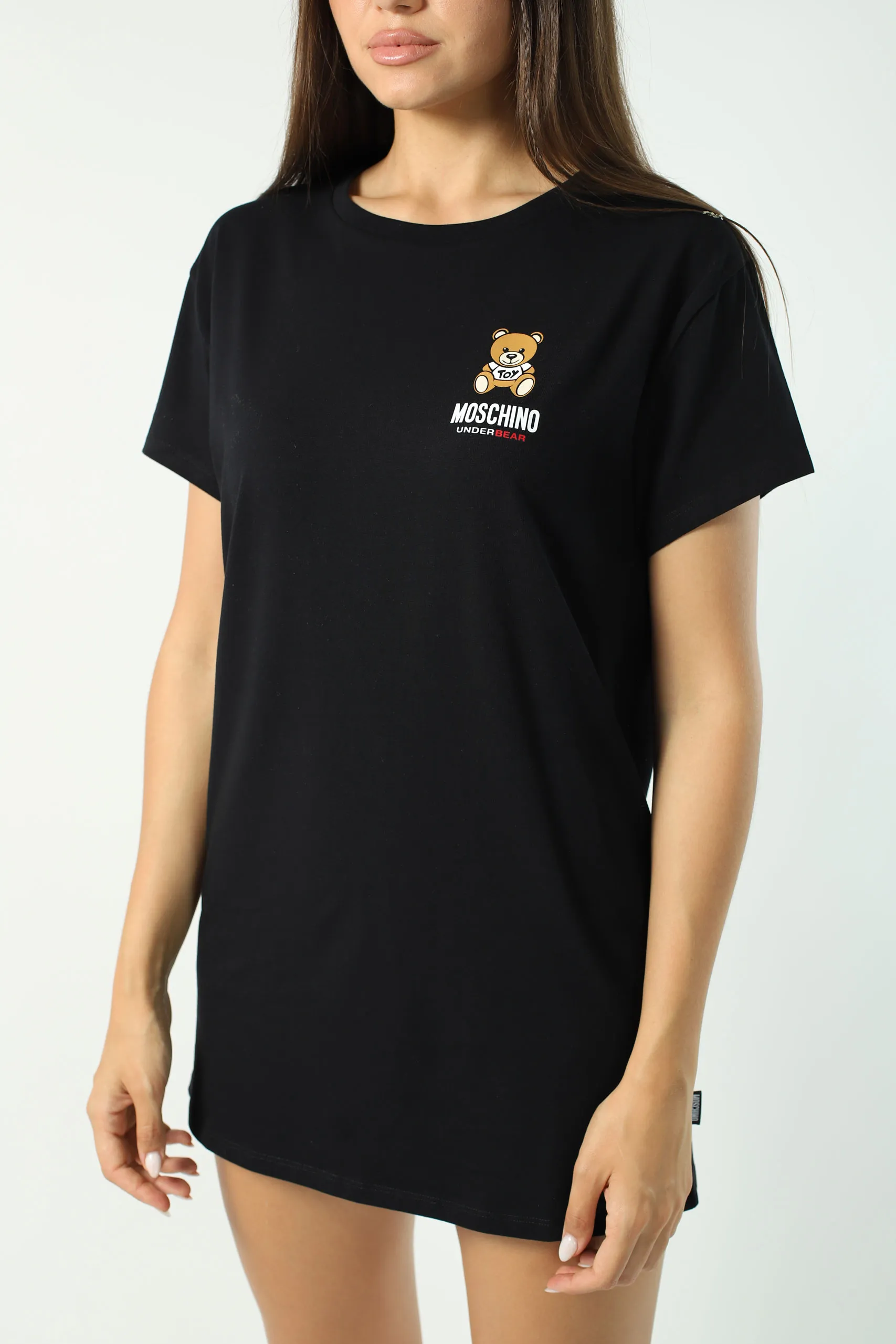 Camiseta maxi negra con minilogo oso underbear
