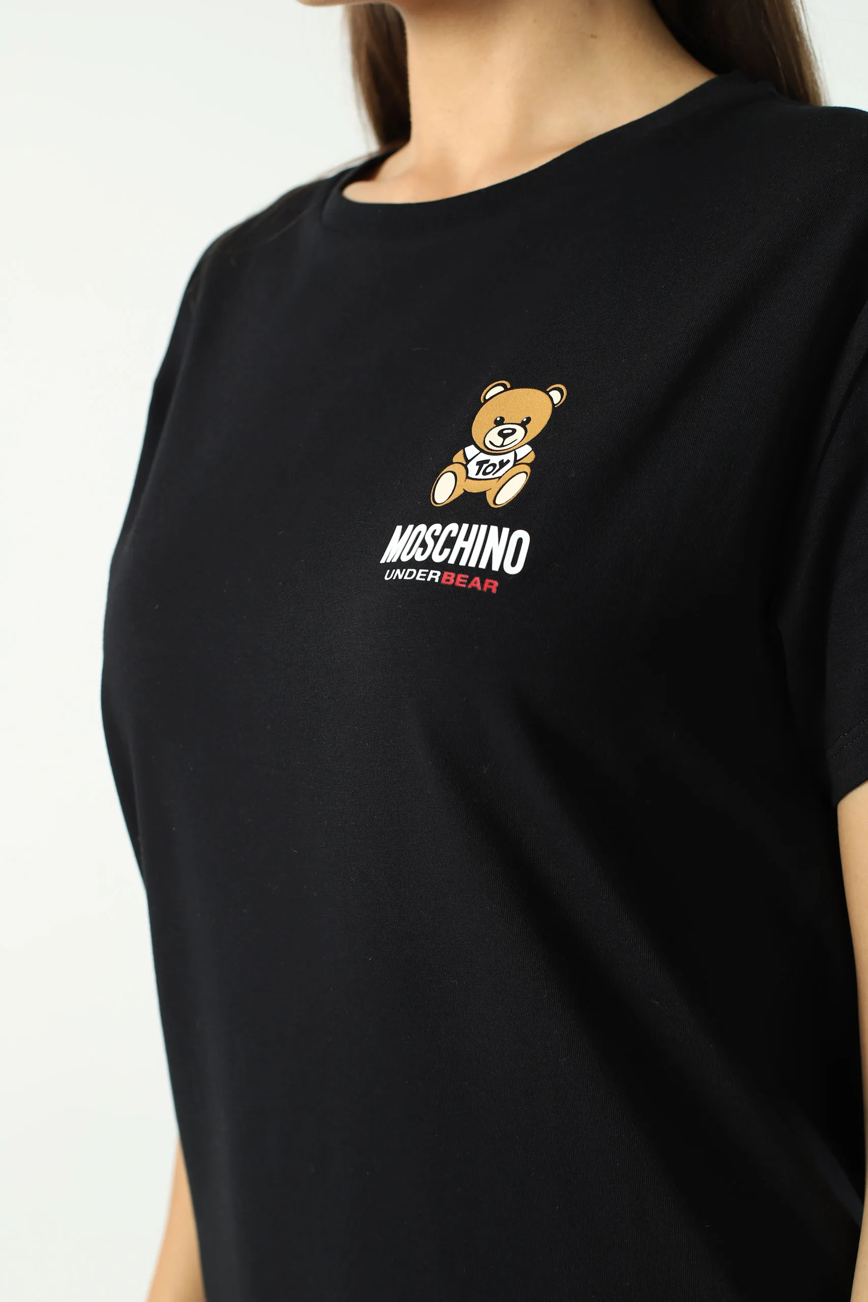 Camiseta maxi negra con minilogo oso underbear