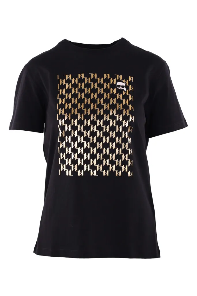 Camiseta negra con logo monograma en cuadrado