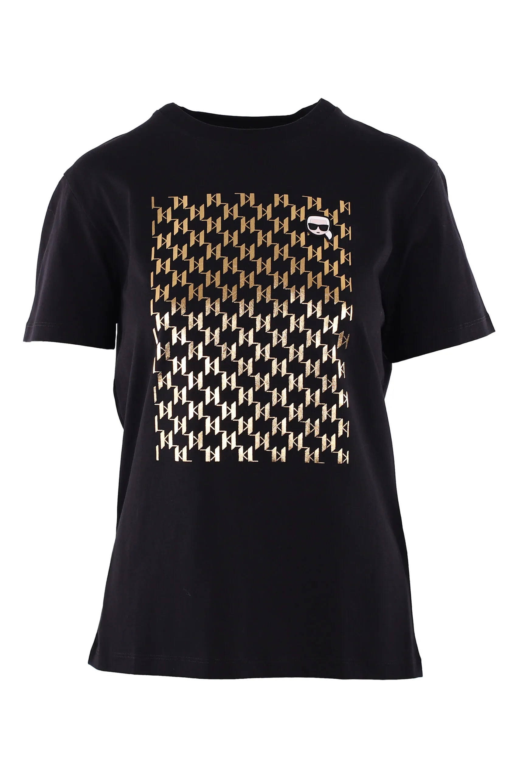 Camiseta negra con logo monograma en cuadrado