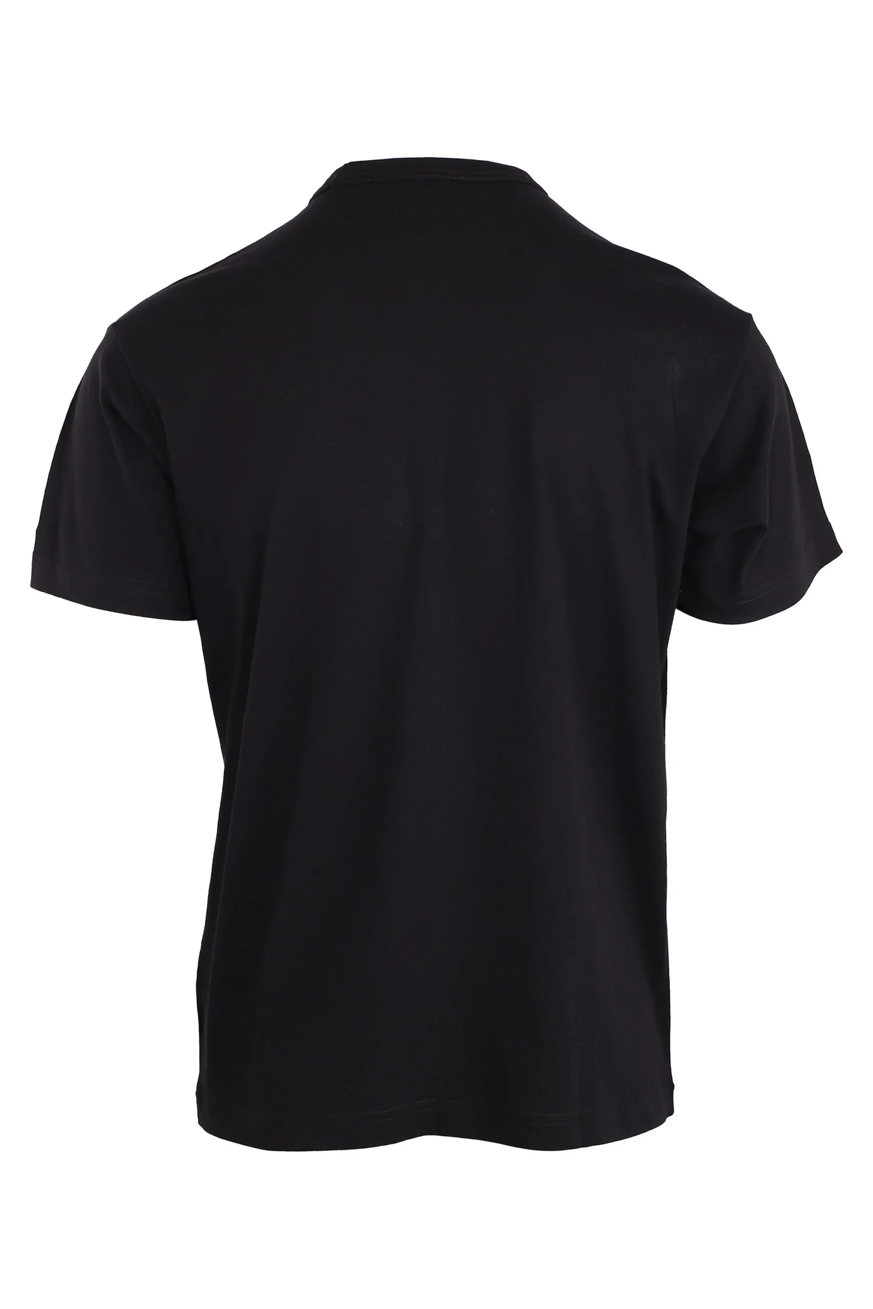 Camiseta negra con logo placa dorada